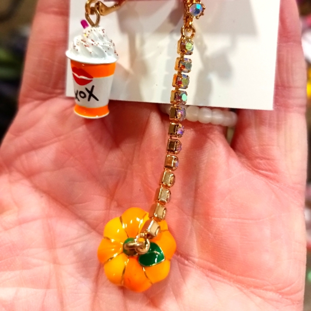 Betsey Johnson pumpkin spice earrings